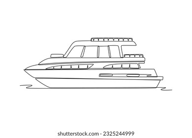 Continuous one line drawing Ocean travel transportation concept. Single line draw design vector graphic illustration.