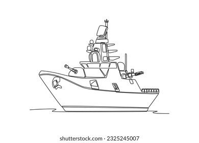 Continuous one line drawing Ocean travel transportation concept. Single line draw design vector graphic illustration.
