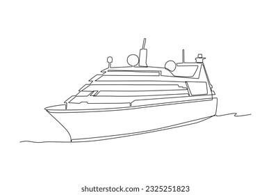 Continuous one line drawing Ocean travel transportation concept. Single line draw design vector graphic illustration.