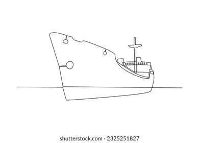 Continuous one line drawing Ocean travel transportation concept. Single line draw design vector graphic illustration.