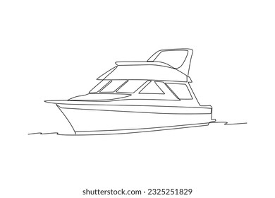 Continuous one line drawing Ocean travel transportation concept. Single line draw design vector graphic illustration.