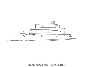 Continuous one line drawing Ocean travel transportation concept. Single line draw design vector graphic illustration.