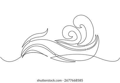 Desenho contínuo de uma linha da onda oceânica .