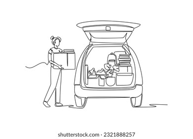 Continuous one line drawing off to university concept. Single line draw design vector graphic illustration.
