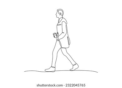 Continuous one line drawing off to university concept. Single line draw design vector graphic illustration.