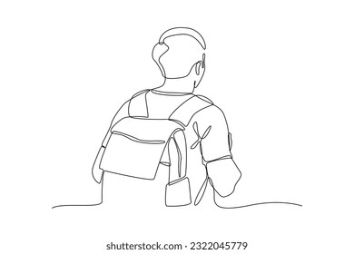 Continuous one line drawing off to university concept. Single line draw design vector graphic illustration.