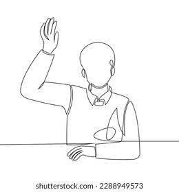 Continuous one line drawing of office workers at business meeting vector. illustration of people as team or group working with big.