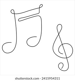 Dibujo continuo de una línea de la ilustración de dibujo de la línea de señas de la música