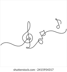 Continuous one line drawing ofmusic sign line art drawing vector illustration