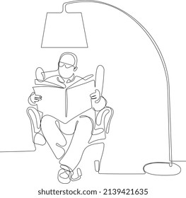 Continuous one line drawing of Old people at armchair concept background. Outline old people at armchair vector concept background for web design isolated on white background. Vector illustration