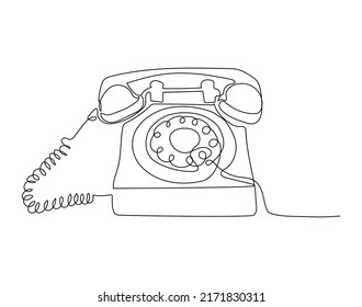 Dibujo continuo de una línea de teléfono antiguo. Ilustración del vector