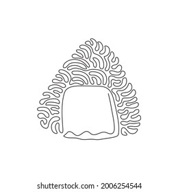 Continuous one line drawing Onigiri. Rice balls with nori seaweed, sesame seeds. Traditional Japanese fast food. Bento lunch. Swirl curl style. Single line draw design vector graphic illustration