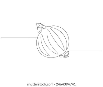 Continuous one line drawing of onion for grocery store. One line drawing illustration of red onion vegetable. Raw vegetable concept continuous line art. Editable outline.