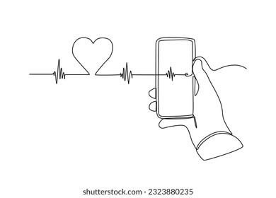 Continuous one line drawing Online doctor and telemedicine concept. Single line draw design vector graphic illustration.