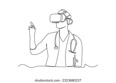 Continuous one line drawing Online doctor and telemedicine concept. Single line draw design vector graphic illustration.