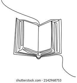 Continuous one line drawing of open book. Concept of school and education. Vector illustration	

