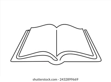 Continuous one line drawing of an open book with flying pages. Vector illustration of back to school, educational supplies.