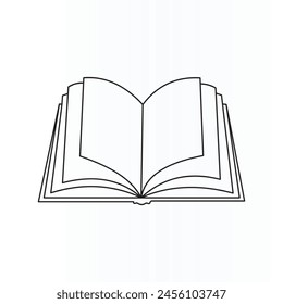 Continuous one line drawing of an open book with page turning vector design. Single line art illustration on the theme of reading,