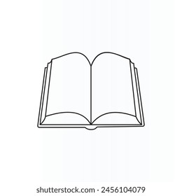 Continuous one line drawing of an open book with page turning vector design. Single line art illustration on the theme of reading,