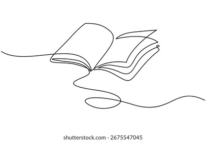 Desenho contínuo de uma linha de ilustração vetorial de livro aberto. Estrutura de tópicos editável