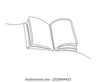 Continuous one line drawing of opened book. Education book line art vector illustration, idea, school and intelligence concept.  Editable stroke.