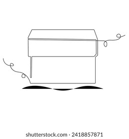 Continuous one line drawing of opened donation box minimalist concept of help support and volunteer activity in simple art drawing and illustration
