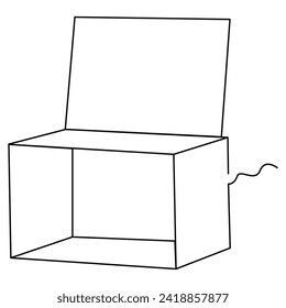 Continuous one line drawing of opened donation box minimalist concept of help support and volunteer activity in simple art drawing and illustration
