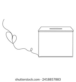 Continuous one line drawing of opened donation box minimalist concept of help support and volunteer activity in simple art drawing and illustration

