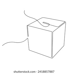 Continuous one line drawing of opened donation box minimalist concept of help support and volunteer activity in simple art drawing and illustration
