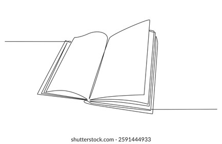 Continuous one line drawing Opened book with pages. Knowledge library concept and back to school theme. Vector illustration eps 10	