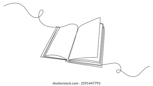 Continuous one line drawing Opened book. Education study and knowledge library concept. Vector illustration eps 10	