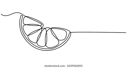  Continuous one line drawing of an orange fruit slice, minimal black line sketch on white background, citrus vector illustration, Artistic depiction of vibrant oranges with sliced fruit in the center.