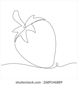 Desenho contínuo de uma linha de desenho orgânico do vetor do esboço do morango