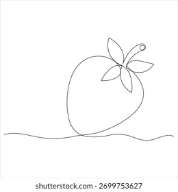 Desenho contínuo de uma linha de estilo de esboço de morango orgânico ilustração