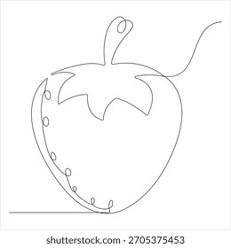 Desenho contínuo de uma linha de estilo de esboço de morango orgânico ilustração