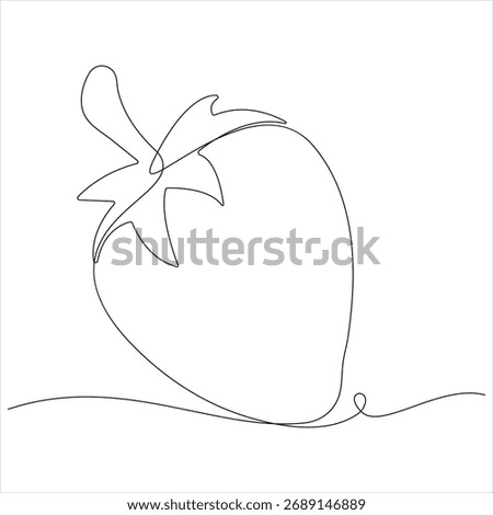 Continuous one line drawing of organic strawberry outline design vector illustration