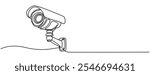 Continuous one line drawing of outdoor surveillance camera vector design. One line illustration of cctv camera, CCTV privacy control digital camera. One line monochrome continuous single line art.