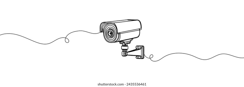 Continuous one line drawing of outdoor surveillance camera vector design. One line illustration of cctv camera