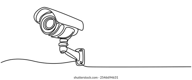 Dibujo continuo de una línea de diseño de Vector de cámara de vigilancia al aire libre. Ilustración de una línea de cámara CCTV, CCTV control de privacidad cámara digital. Una línea monocromo continua de una sola línea de arte.