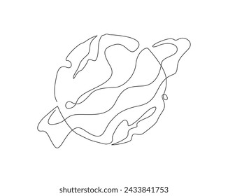 Continuous one line drawing of Outer space planet . Outer space asteroid in simple outline illustration. Editable stroke.