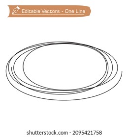 Dibujo continuo de una línea de burbuja de habla ovalada, ilustración lineal minimalista de vector negro y blanco hecha de una línea. Ilustración abstracta con contorno oval, dibujo manual.
