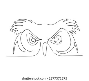 Continuous one line drawing of owl head. simple barn owl head line art vector illustration.