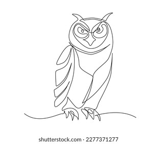 Continuous one line drawing of owl bird. simple barn owl line art vector illustration.