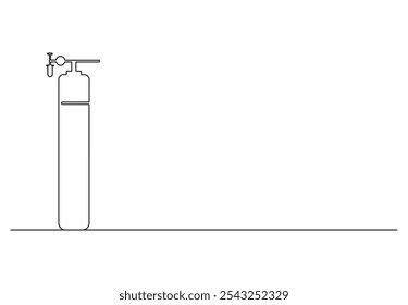 Durchgehende einzeilige Zeichnung Sauerstoffröhre. Medizintechnik-Konzept. Grafische Vektorgrafik mit fortlaufender Linienzeichnung