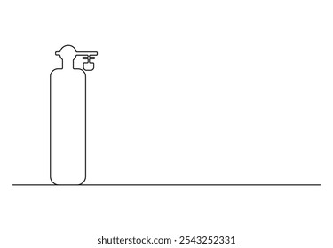 Durchgehende einzeilige Zeichnung Sauerstoffröhre. Medizintechnik-Konzept. Grafische Vektorgrafik mit fortlaufender Linienzeichnung