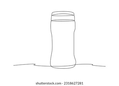 Continuous one line drawing packaging bottle concept. Single line draw design vector graphic illustration.
