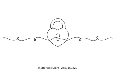 Continuous one line drawing of padlock concept. Real estate lock icon. Success, solution, opportunity and safety concept in doodle style. Vector illustration