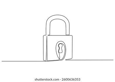 Continuous one line drawing of padlock. Single line drawing illustration set of office Lock. Security concept vector art. Line vector illustration. 
