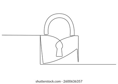 Continuous one line drawing of padlock. Single line drawing illustration set of office Lock. Security concept vector art. Line vector illustration. 
