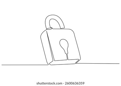 Continuous one line drawing of padlock. Single line drawing illustration set of office Lock. Security concept vector art. Line vector illustration. 
